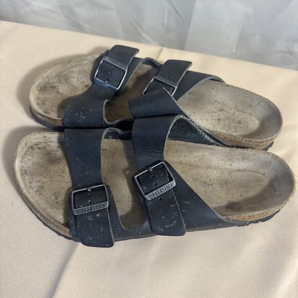 Birkenstock Arizona Men’s 11 Black Leather Double Strap Sandals EU 44 Comfort main image 7